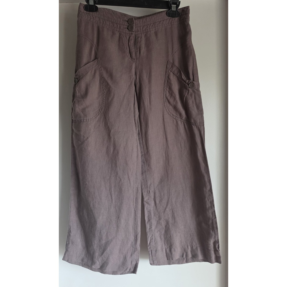 Divided Linen Pants Size 2 Brown Solid Casual Straight Trousers Slacks